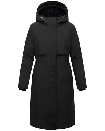 Navahoo Damen Langer Mantel Eismelodie 14 Black Gr. 3XL - Stylischer Parka für den urbanen Winter: Mit wasserabweisendem Material, weichem Futter und praktischen Details wie einer verstellbaren Kapuze. Der knieumspielende Schnitt bietet Bewegungsfreiheit und formt eine feminine Silhouette.