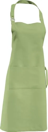 Erwin Müller Koch-Schürze, Küchenschürze Uni 100% Baumwolle pistazie Größe 72x90 cm - verstellbare Halsschlaufe, mit Aufsatztasche und Bindeband