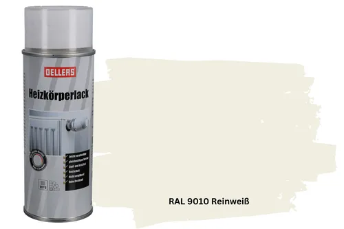 OELLERS Heizkörperlack bewährt Spray RAL 9010 Reinweiß – 400 ml Sprühlack glänzend | Hitzebeständig & strapazierfähig | Hochdeckende Sprühfarbe