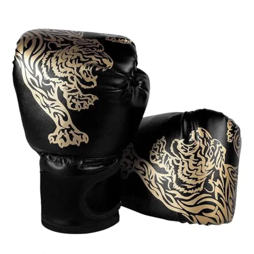 Hwtcjx Boxhandschuhe für Kinder, Junior Sparring Gloves, Boxing Gloves, Kinderboxhandschuhe, PU Boxhandschuhe, Junior Sparringhandschuhe, Altersgruppe 3-12 Jahre, Boxtraining (Schwarz1, 6 oz)
