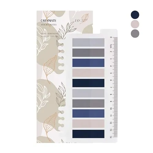 Haftnotizen in Ordinate 200 Stück Transparente Klebezettel, Haftstreifen, Haftmarker, selbstklebend, für Büro, Schule und Markierungen (J-Gray Serenade)