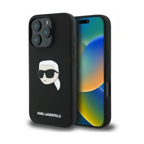 Karl Lagerfeld iPhone 16 Pro Max Hardcase mit Karl Kopf Print - Stylische Hardcase Hülle für iPhone 16 Pro Max, mit Magnetfunktion für kabelloses Laden und einzigartigem Karl Lagerfeld Design.