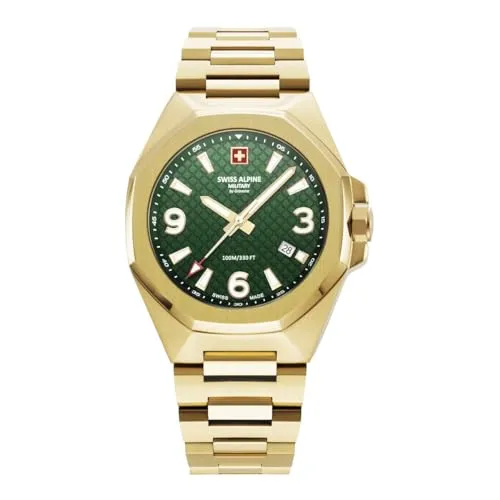 Swiss Alpine Military Quarzuhr 7005.1114SAM - Armbanduhren mit Schweizer Quarzwerk, 100 m wasserdicht und edelstahl goldfarbenes Gehäuse für stilvolle Herren.