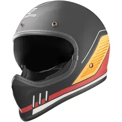 Bogotto FF980 EX-R Helm, schwarz-rot-gelb, Größe L - Motorradhelm mit 3 Schalengrößen und internem Sonnenvisier, ideal für eine komfortable Fahrt bei jedem Wetter.
