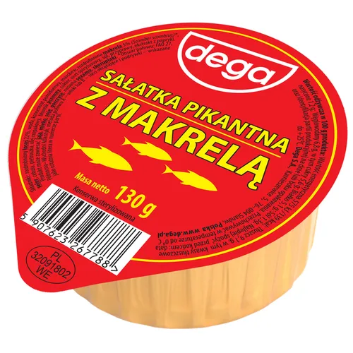 Dega Sałatka pikantna z makrelą 130g DEGA Spółka Akcyjna 5907623267788