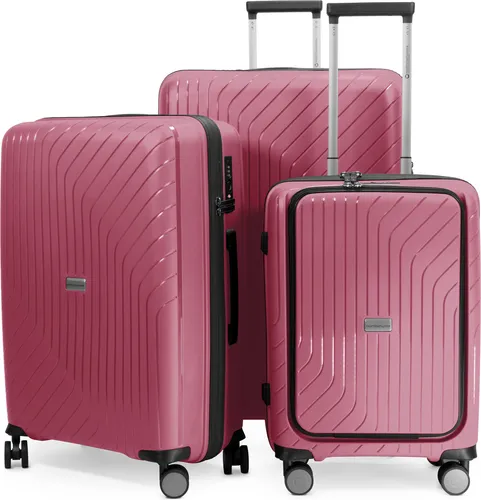 HAUPTSTADTKOFFER TXL 3er Kofferset leichte robuste Reise-Trolleys Laptop-Fach Koffer auf Rollen Gepäck-Set Reisekoffer lightweight Travel Bags,,Berry