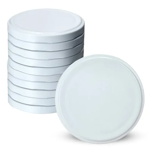 KADAX Schraubdeckel fi110 mm, Twist-Off-Deckel Set aus Metall, Ersatzdeckel für Schraubgläser, Deckel mit 8 Einrastzähnen für Sturzgläser und Einmachgläser (Weiß, 10 Stück)