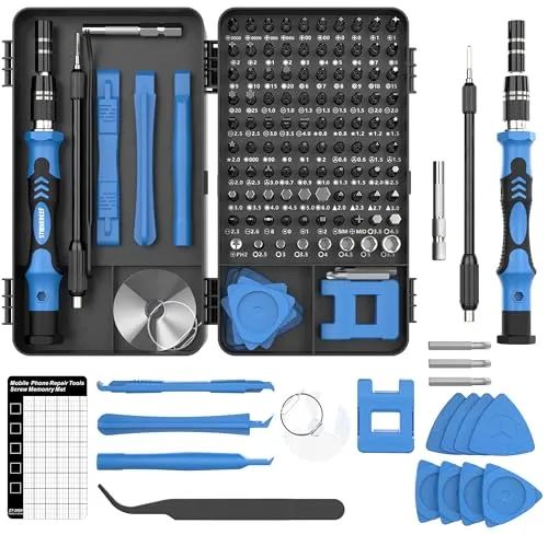 Feinmechaniker Werkzeug Set 122 tlg Präzision Schraubendreher Bits | 122 Teile für Handy, Laptop, Konsole, Brille, Uhr und Modellbau