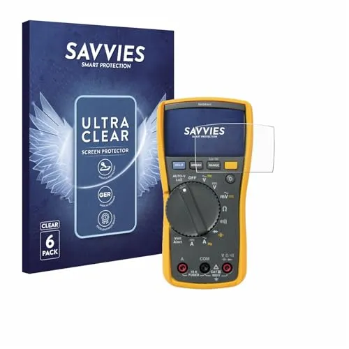 Savvies 6 Stück Schutzfolie für Fluke MultiMeter 117 Displayschutz-Folie Ultra-Transparent