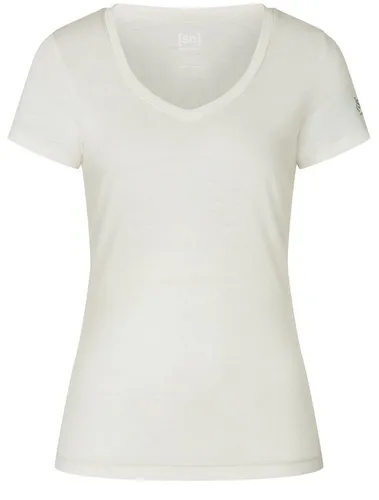 super.natural Funktionsunterwäsche Kurzarmshirt V-Neck Sierra 140 Tee (Merino-Mix) - Super Natural Unterwäsche für Damen, ideal für Wanderungen und Alltag mit optimaler Thermoregulation und geruchsneutraler Merinowolle.