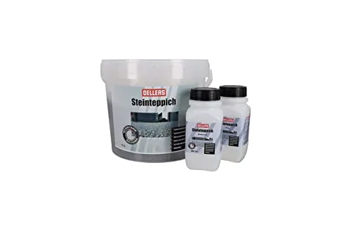 OELLERS Steinteppich Set - Fugenlose 2K Bodenbeschichtung - Teppichbeläge für Innen & Außen, wetterbeständig und ideal für alle mineralischen Untergründe, einfach zu verarbeiten und in vielen Farben erhältlich.