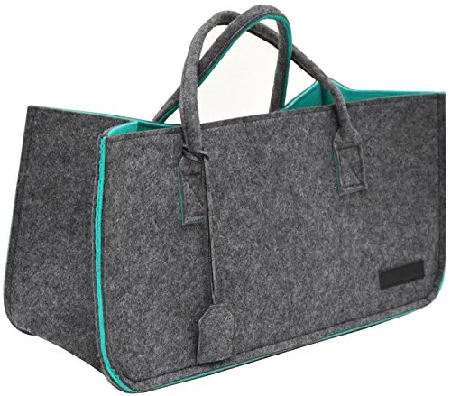 DuneDesign XXL Shopping Bag Filz - 25kg Tragkraft - Aschesauger: 100% Recycling Filztasche, perfekt als Kaminholzkorb, Einkaufskorb oder Geschenkkorb. Mit 50x25x25 cm und stabilen 2-lagigen Wänden, trägt sie bis zu 25 kg sicher und bleibt standfest.