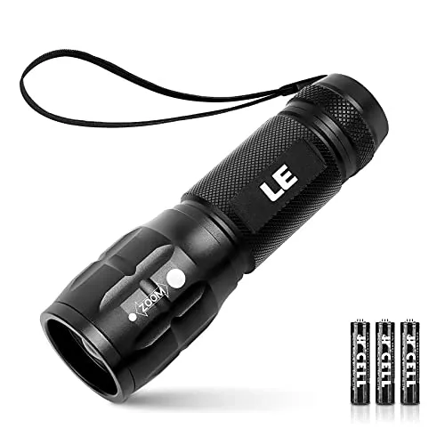 LE LED Taschenlampe Klein LE1000 - Extrem Hell und Zoombare Mini Taschenlampe - Taschenlampe mit superhellem Licht, IPX4 wasserdicht und ideal für Camping, Outdoor und Notfälle. Praktisch und kompakt für jede Tasche.