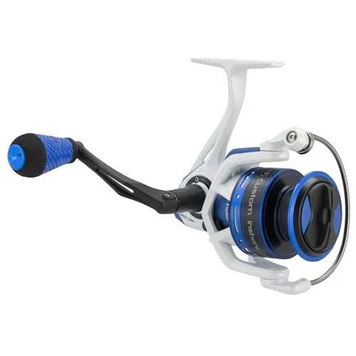 Lew's Custom Inshore Speed Spin Spinn-Angelrolle, 6,2:1 Übersetzung, Rechts- oder Linkshänder, Aluminiumrahmen, 7-Kugellagersystem mit doppelt geschirmten Edelstahl-Kugellagern, Weiß