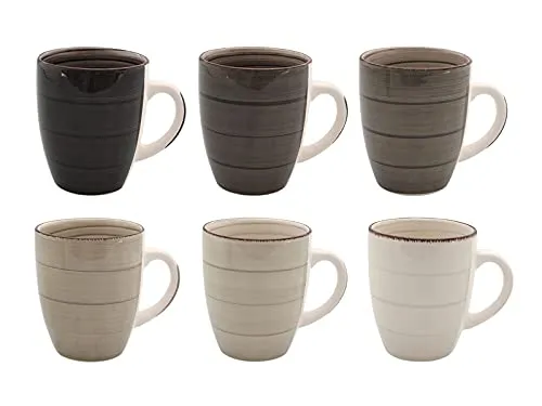 Kaffeetasse 350 ml aus Porzellan in braunen Farben - 6er Set - Kaffeebecher Tasse Becher