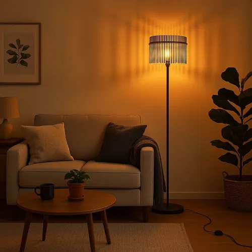 Elegante LED Stehlampe mit rauchfarbenen Glasstäben - Stilvolle Stehleuchte in schwarz matt mit rauchfarbenen Glasstäben. Ideal für stimmungsvolles Licht im Wohnzimmer. Mit praktischen Fußtrittschalter und inkludiertem LED-Leuchtmittel für maximale Flexibilität.