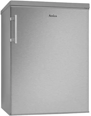 Amica KS361115E Standkühlschrank, 60cm breit, 136l - Kühlschrank mit Gefrierfach, 4-Sterne-Fach, automatische Abtauung und energieeffiziente LED-Beleuchtung in Edelstahloptik.