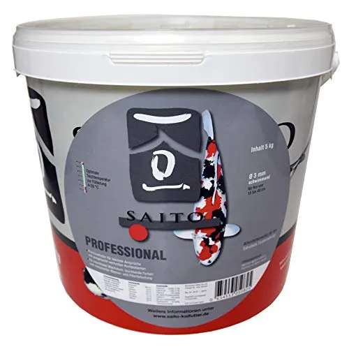 SAITO Professional - Premiumfutter für höchste Ansprüche! Für EIN max. Wachstum und leuchtende Farben - Koifutter Fischfutter schwimmend Ø3 mm - 5 kg Eimer