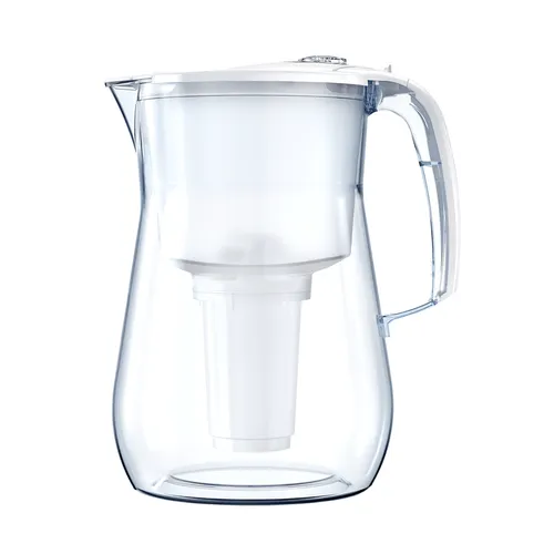 AQUAPHOR Wasserfilter Provence Weiß - Stylische Karaffe für 4,2l - Filterkanne für Trinkwasser mit A5 Filterkartusche, reduziert Schwermetalle und sorgt für weiches, leckeres Wasser. BPA-frei und mit praktischer Einfüllklappe für einfaches Befüllen.