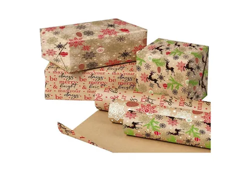LuxusKollektion Geschenkpapier Geschenkpapier Weihnachts 3 Rollen Rentier Schwarzes Rentier