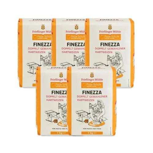 Bielmeier Frießinger Mühle Pizzamehl Finezza 5×1 kg – Semola Rimacinata aus Hartweizengrieß für Pizza & Pasta – fein gemahlen für elastischen Teig, knusprige Kruste & aromatische Genussvielfalt