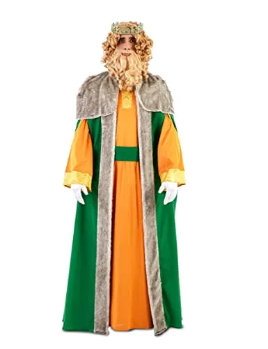 EUROCARNAVALES Königlicher Caspar Lux Kostüm für Erwachsene - Elegantes Kostüm für Erwachsene mit Tunika, Umhang und Gürtel. Ideal für Karneval und Fasching, sorgt für einen königlichen Auftritt.