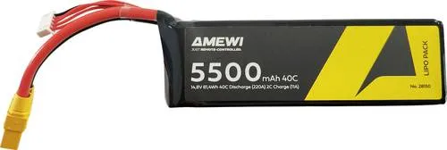Amewi Modellbau-Akkupack 14.8V 5500 mAh - Hochleistungs-Akkupack für Modellbau mit 4 Zellen im Softcase, ideal für lange Flugzeiten und hohe Performance.