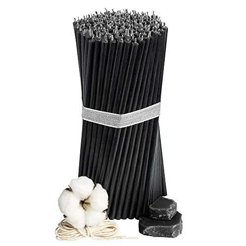 Stk Diveevo Schwarze Ritual Kerzen aus 100% Bienenwachs - Kerzen für Rituale und Dekoration, ungiftig und tropffrei mit einer Brenndauer von 80 Minuten und angenehmem Honigduft.