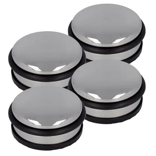 Westcott Türstopper aus Edelstahl 4 Stück | Runder Türstopper mit 1,2kg Eigengewicht | Türschonender Gummiring | Extra rutschfeste Unterseite | ⌀ 10cm, Höhe 4cm | Stabil bei Durchzug | E-19001 00