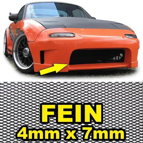 Aluminium Gitter Renngitter Wabengitter Racegitter 130X30cm 4x7mm Schwarz