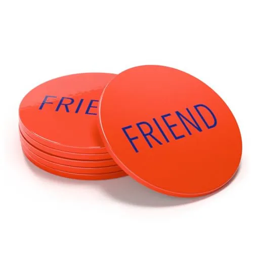 Untersetzer Words, hochwertiger Keramik, Inspirierende Designs (Friend Rotorange-Blau)