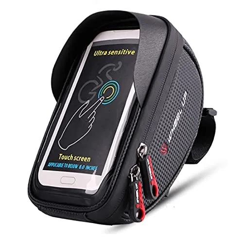 XPhonew Fahrrad Lenkertasche, Fahrrad Handyhalterung, Wasserdichtes Radfahren Rahmen Oberrohr Tasche Pannier Fahrrad Handyhalterung Stand für iPhone 15 14 13 12 11 Pro Max Smartphone bis zu 6,5''