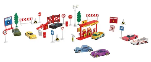 Playtive Kinder Spielset RACERS - mit 8 Autos Tankstelle und Schildern