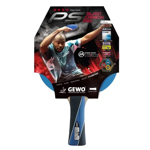 GEWO PS Blast Carbon Pro Tischtennisschläger - ITTF genehmigter Profi-Tischtennisschläger, Carbon-Schläger mit schnellem Belag GEWO Return Pro und hohen Rotationseigenschaften, konkav, 2,0mm Schwamm