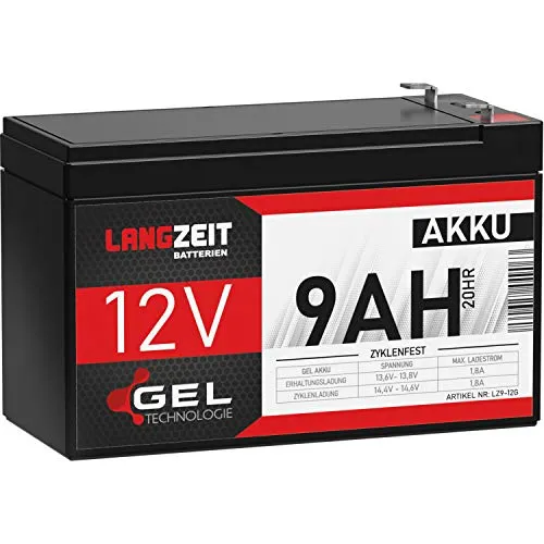 LANGZEIT Akku 12V 9Ah Gel Profi Blei-Akku von LANGZEIT Batterien