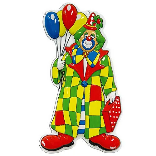 NET TOYS Lustige Wanddeko Clown mit Luftballons 60 cm - Originelle Party-Dekoration Harlekin Raumdeko - Genau richtig für Fasching & Karneval