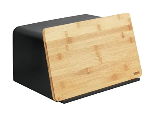 Wenko Brotkasten mit Schneidebrett, schwarz - 3 in 1 Design - Vorratsdosen: Der Wenko Brotkasten vereint stilvolle Aufbewahrung mit einem integrierten Schneidebrett und hält Brot und Backwaren lange frisch.