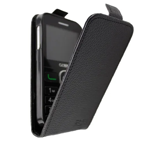 caseroxx Flip Cover für Alcatel 2008G in schwarz aus Kunstleder