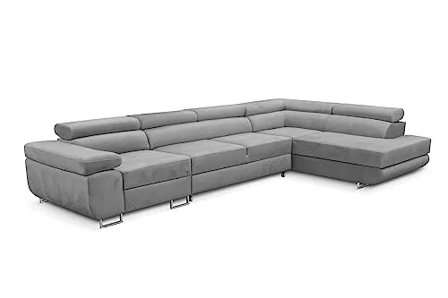 KREATIVE FURNITURE & DESIGN Ecksofa Rechts mit Schlaffunktion - Sofas & Couches - Geräumiges Ecksofa mit Bettfunktion und hydrophobem Stoff für einfache Reinigung, ideal für flexibles Wohnen.
