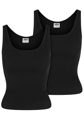 Urban Classics Damen Tanktop Ladies Organic Basic Rib Top 2-Pack, Doppelpack Tanktop für Frauen, Regular Fit, Größen XS - 5XL