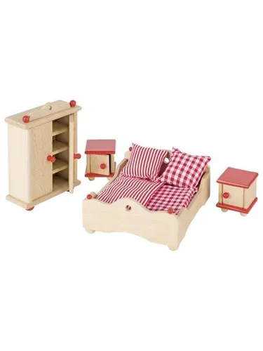 Goki Dollhouse Furniture Bedroom - Puppen Zubehör, hochwertiges Schlafzimmermöbel-Set für kreative Spielideen und fantasievolle Rollenspiele.