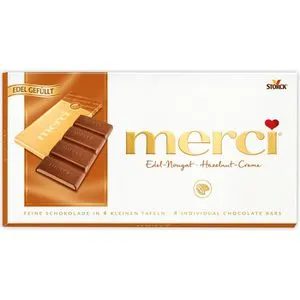 Merci Tafelschokolade Edel-Nougat, Vollmilchschokolade mit Edel-Nougatfüllung, 112g