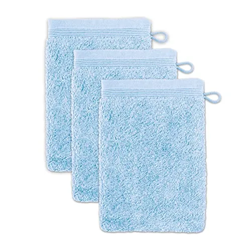 Möve Superwuschel Waschhandschuh 20 x 15 cm aus 100% Baumwolle, Aquamarine 3er Set