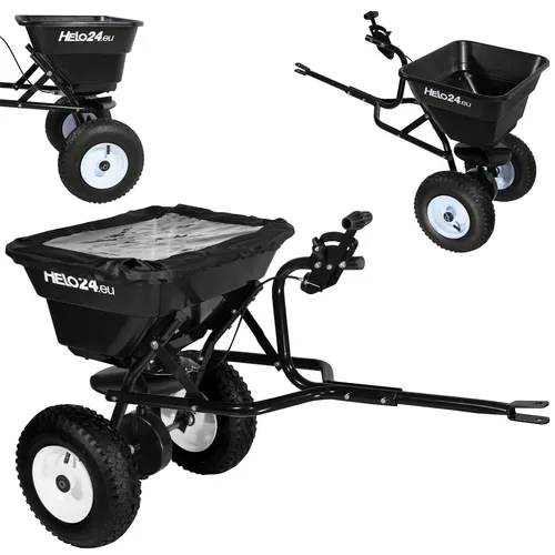 Düngerstreuer 29L mit Anhängerkupplung T1 - Sämaschinen & Streuwagen, ideal für die einfache Verteilung von Dünger und Eisschmelzer, mit robustem Kunststoff- und Stahlmaterial für Langlebigkeit.