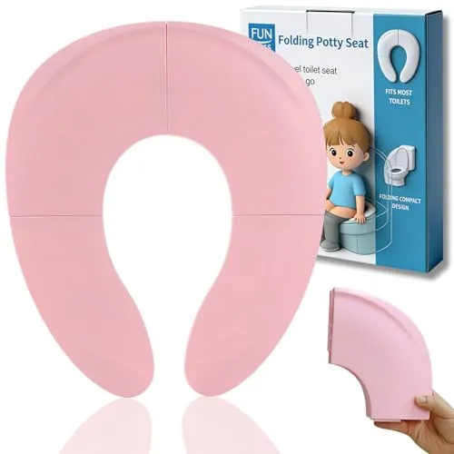 Funbliss Faltbarer Reise-Töpfchensitz für Kleinkinder – Praktischer WC-Trainingssitz in Rosa