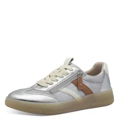 Jana Damen Sneaker flach Sportlich Vegan, Silber 39 EU - Damen-Sneaker, 100% vegan und ideal für breite Füße, vereinen trendiges Design mit höchstem Tragekomfort für den perfekten Freizeit-Look.