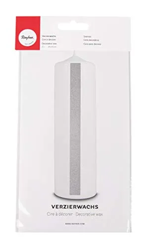 RAYHER HOBBY Rayher 3103722 Verzierwachs, silber, 2 Verzierwachsplatten 20 x 10 cm, Wachsfolie zum Kerzen verzieren, Kerzenwachs, Wachsfolie
