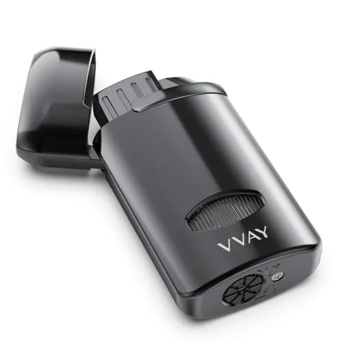 VVAY Sturmfeuerzeug Jetflamme | Butan-Nachfüllbar & Windfest (ohne Gas Geliefert)