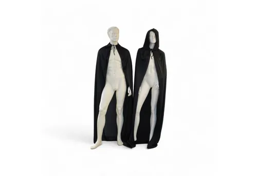 Fries Vampir-Kostüm Vampir Cape Umhang Kapuze Schwarz Halloween Karneval Gr 80 - 180 cm, Mit Kapuze