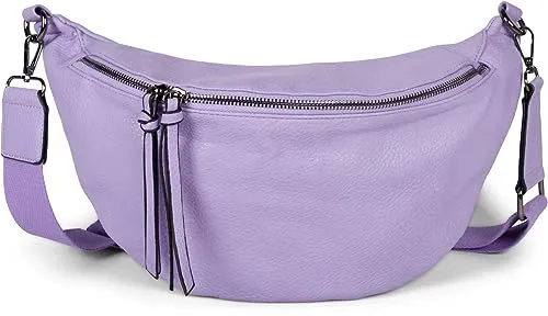styleBREAKER Damen Halbmond Crossbody Schultertasche - Flieder - Modische Damen-Schultertasche in Flieder mit abnehmbaren, verstellbaren Schultergurt. Viel Platz mit 2-Wege-Reißverschluss und mehreren Fächern für optimale Organisation.